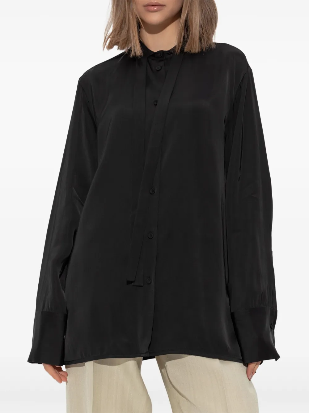 Jil Sander Blouse met strikkraag Zwart