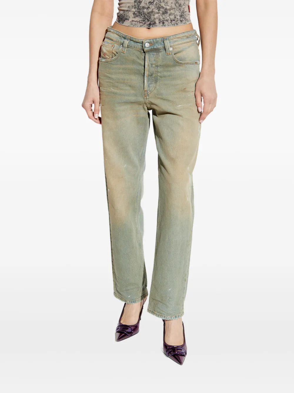 Shop Diesel 1988 D-ark Tapered Jeans In Neutrals
