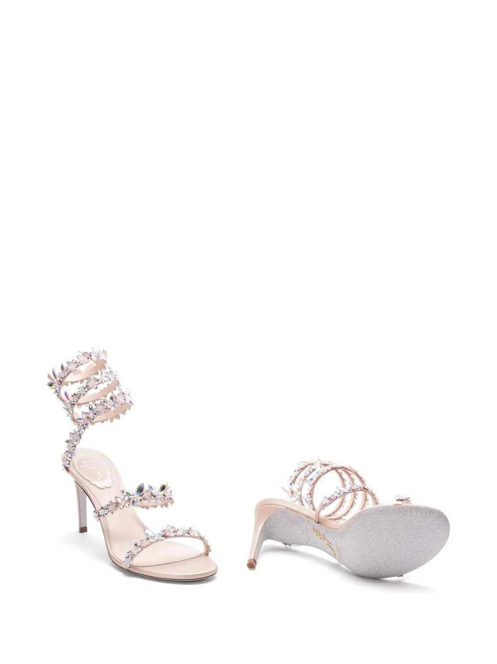 René Caovilla crystal embellished sandals Neutrals