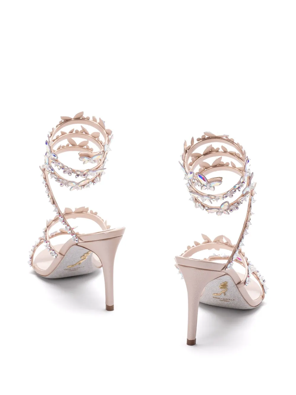 René Caovilla crystal embellished sandals Neutrals