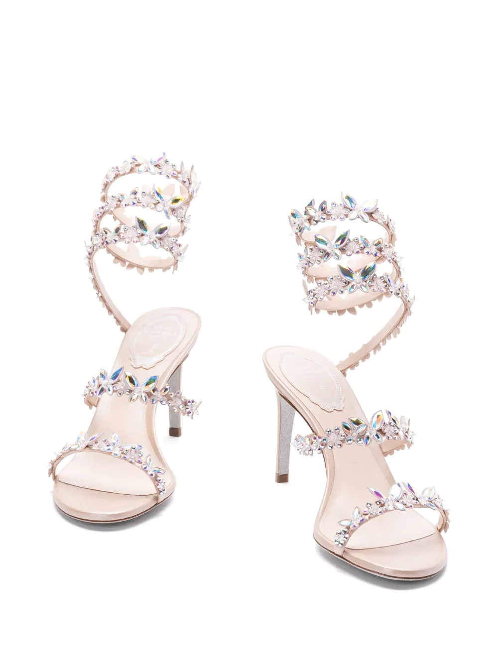 René Caovilla crystal embellished sandals Neutrals