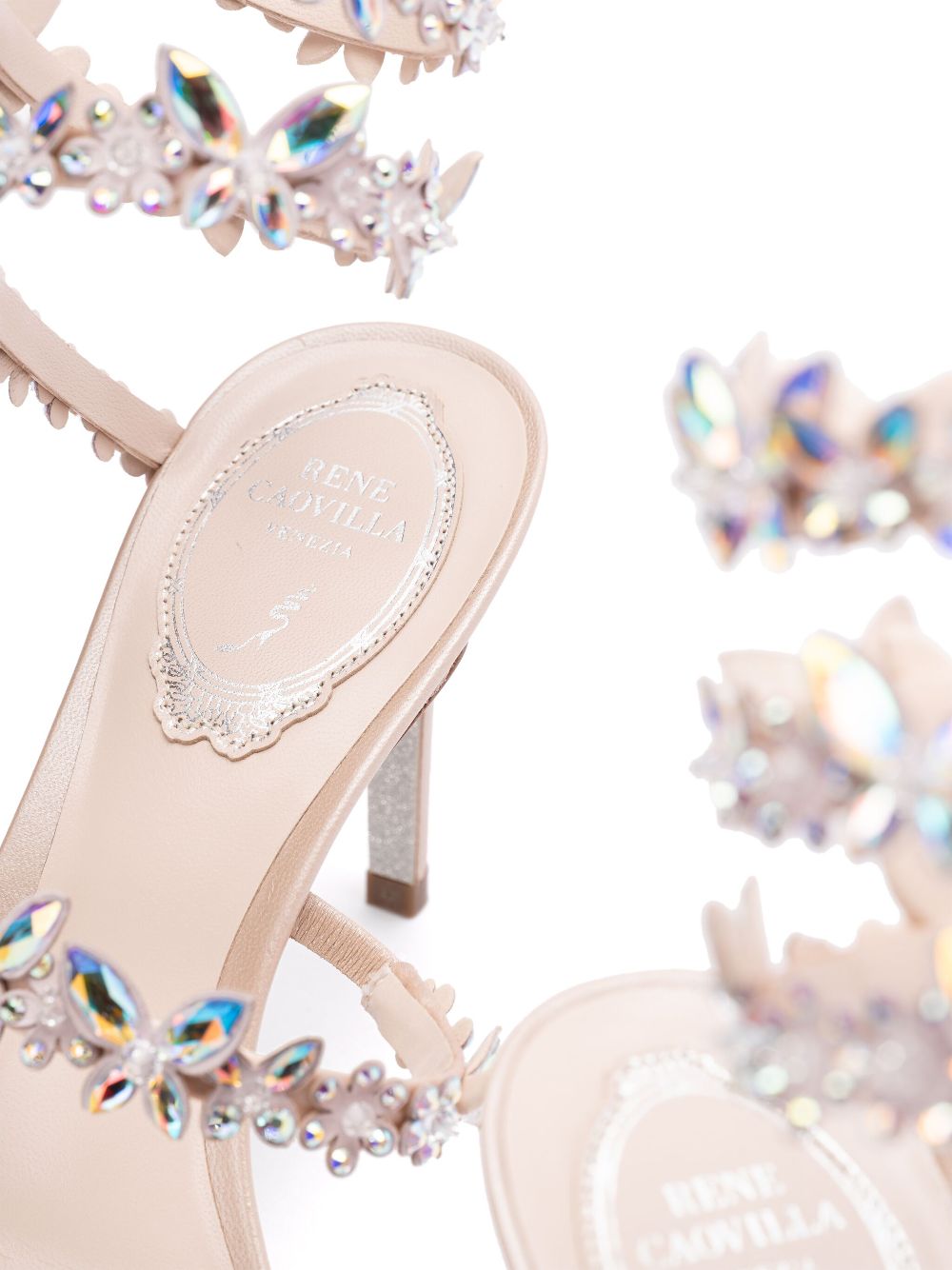 René Caovilla crystal embellished sandals - Beige