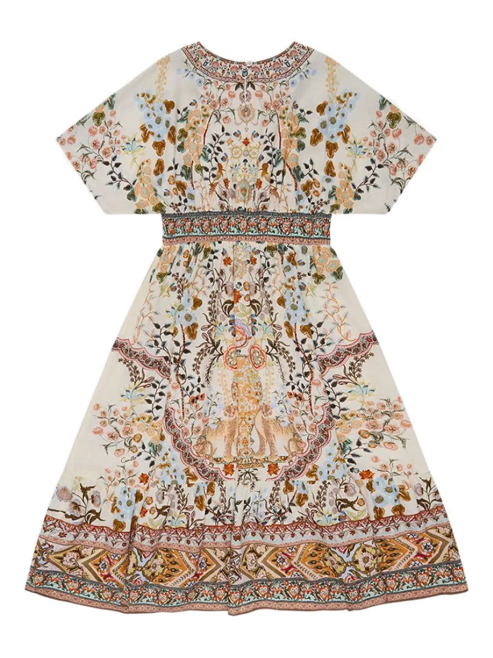 Camilla Floral-print Shirred-waist Dress In Multi