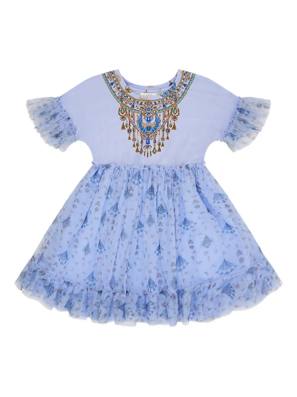 Camilla Kids graphic-print tulle dress Blauw