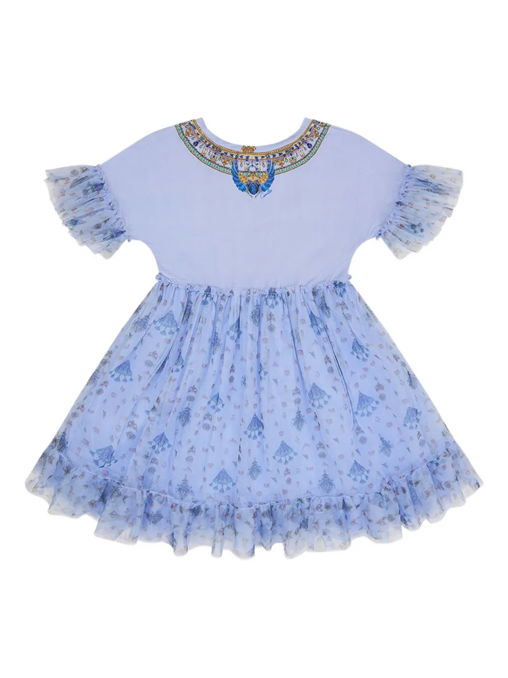 Camilla Kids graphic-print tulle dress Blauw