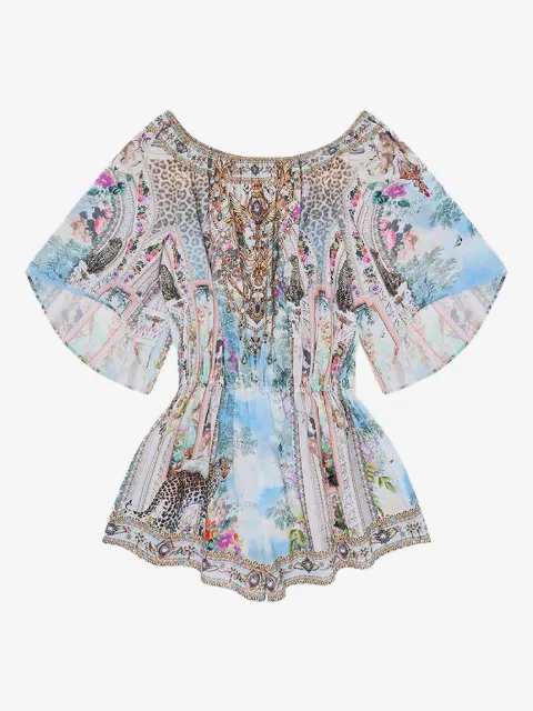 Camilla Kids three-quarter sleeve printed playsuit