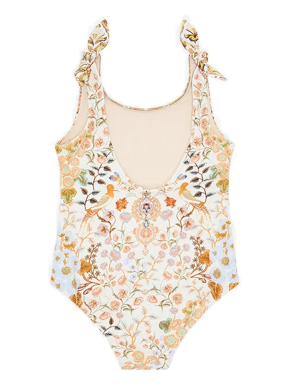 Camilla Kids tie-shoulder floral-print swimsuit Beige