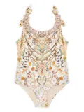 Camilla Kids tie-shoulder floral-print swimsuit - Neutrals
