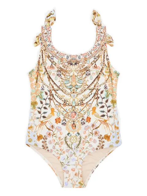 Camilla Kids tie-shoulder floral-print swimsuit