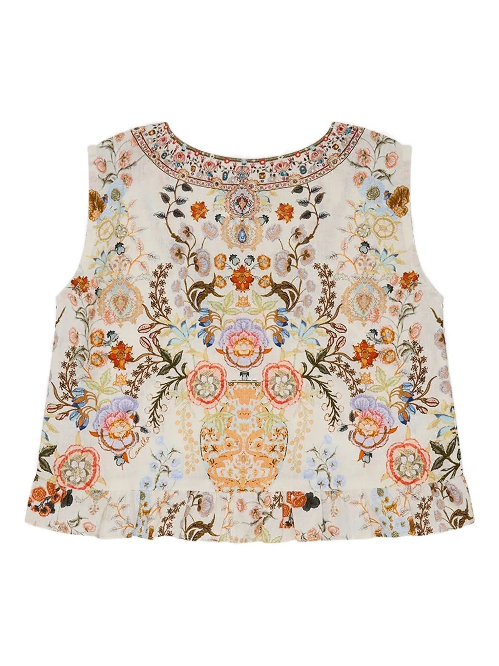 Camilla Kids frill-hem floral top Wit