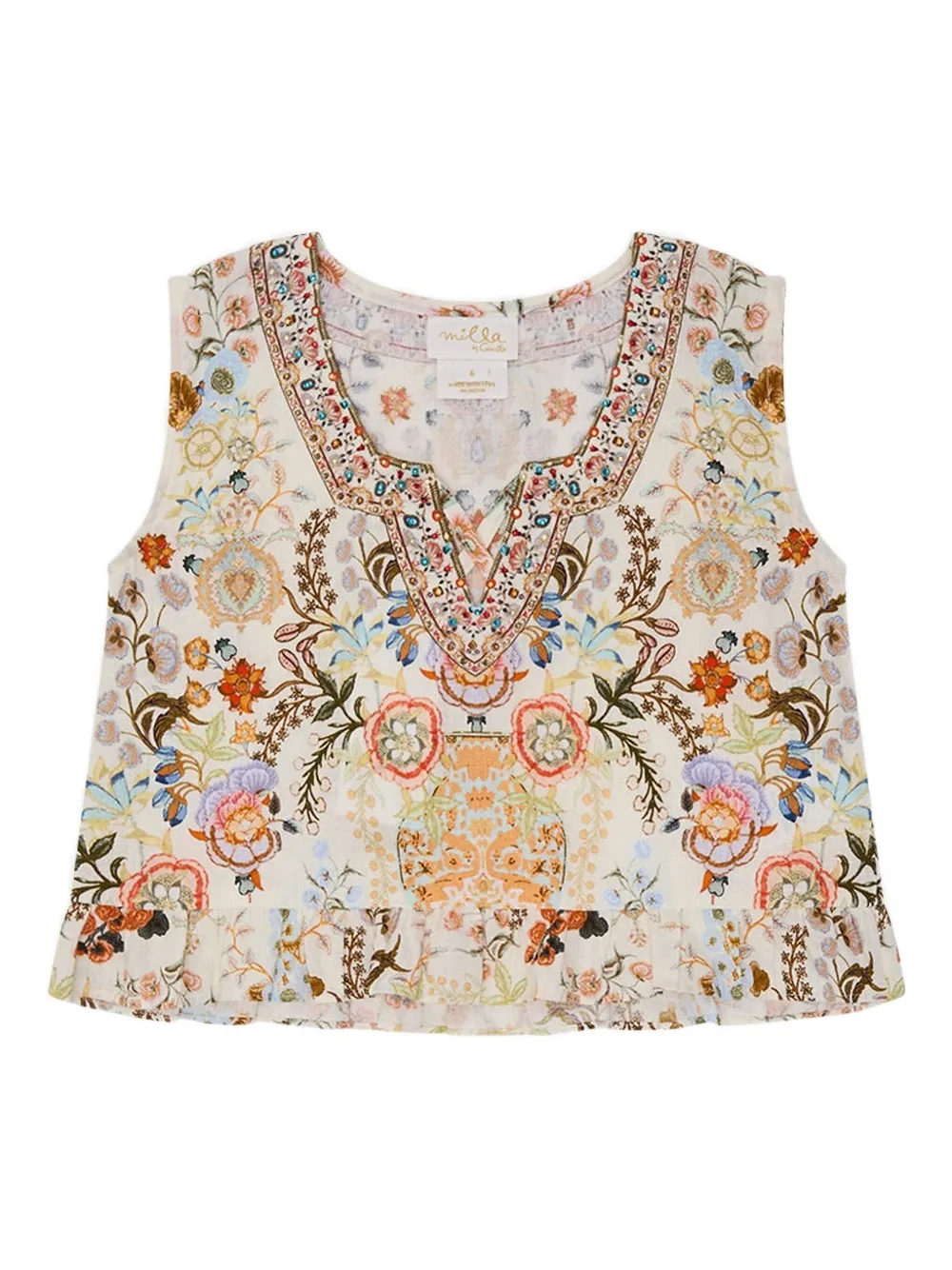 Camilla Kids frill-hem floral top Wit