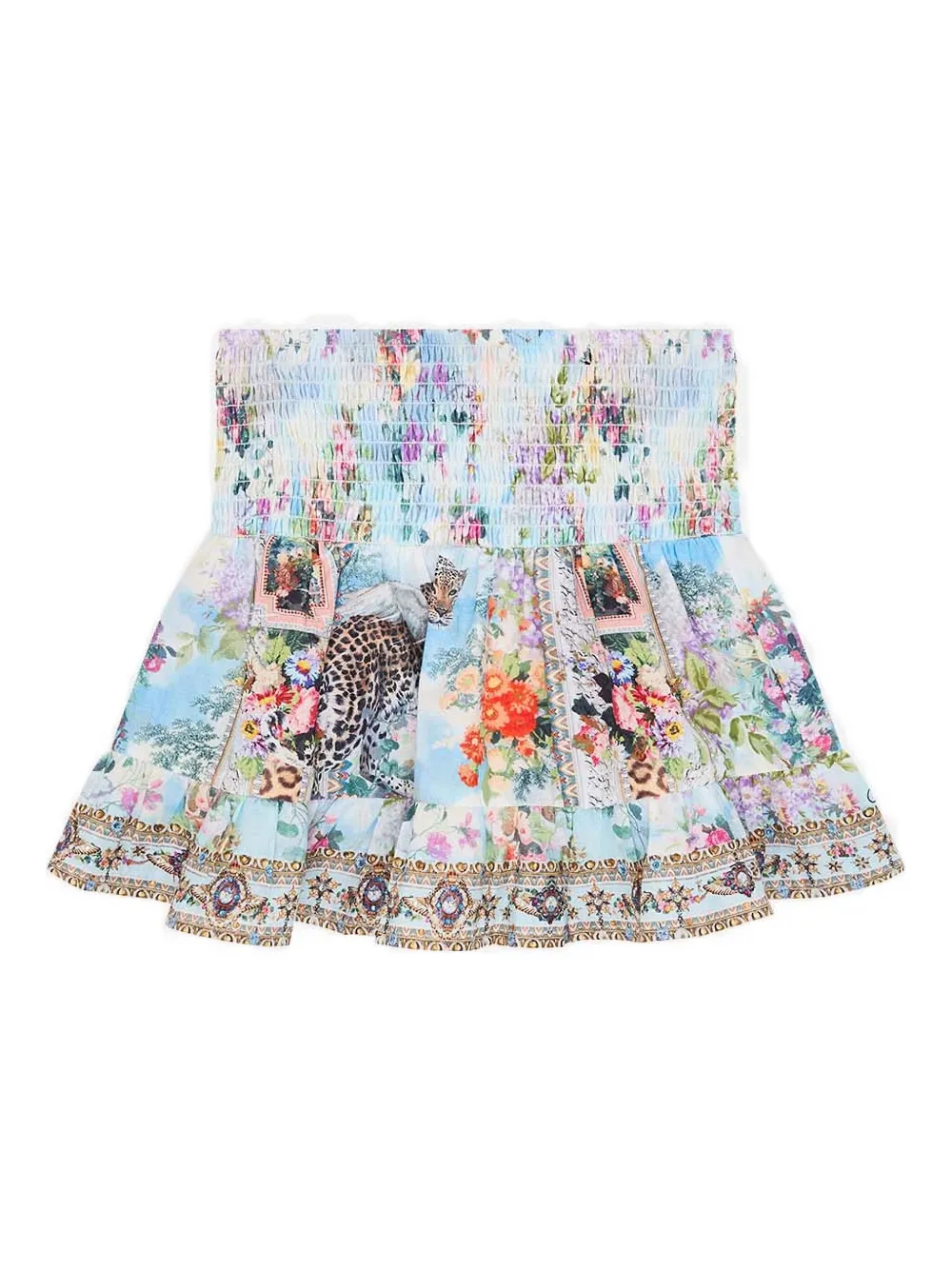 Camilla Kids shirred-waist ruffled skirt Blauw