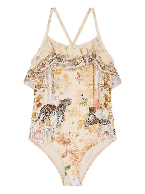 Camilla Kids frilled leopard-print swimsuit