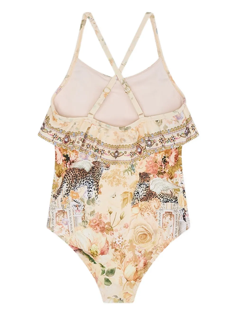 Camilla Kids frilled leopard-print swimsuit Beige