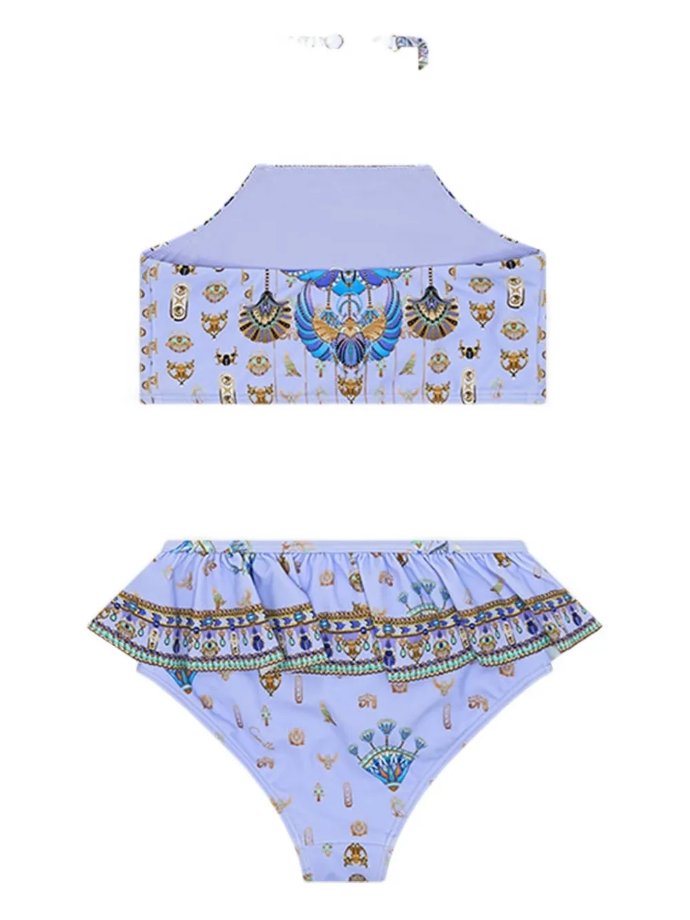 Camilla Kids halter-neck ruffled bikini Blauw