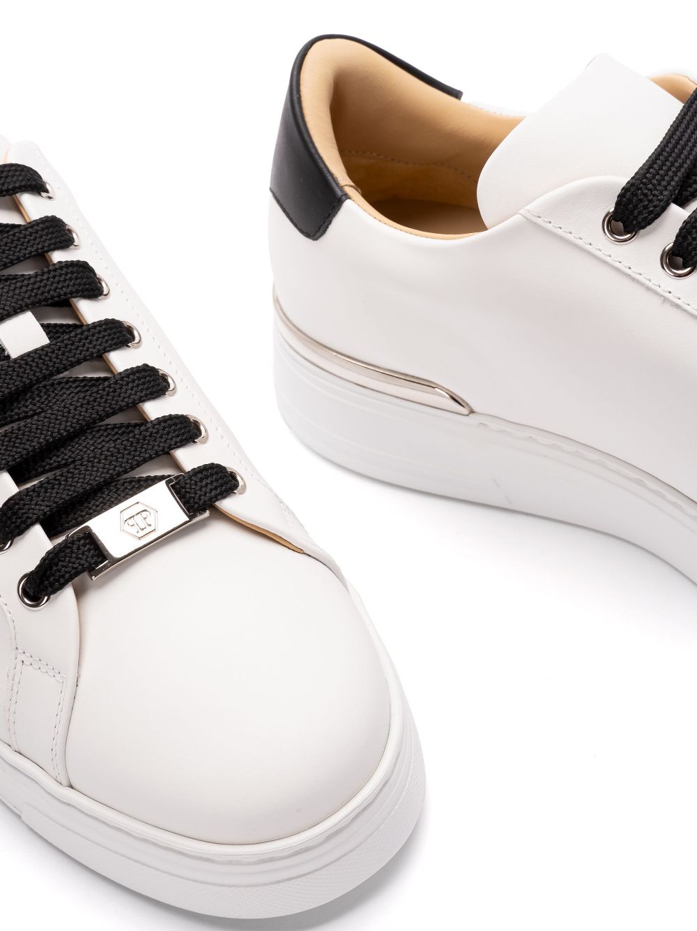 Philipp Plein embossed leather trainers - White