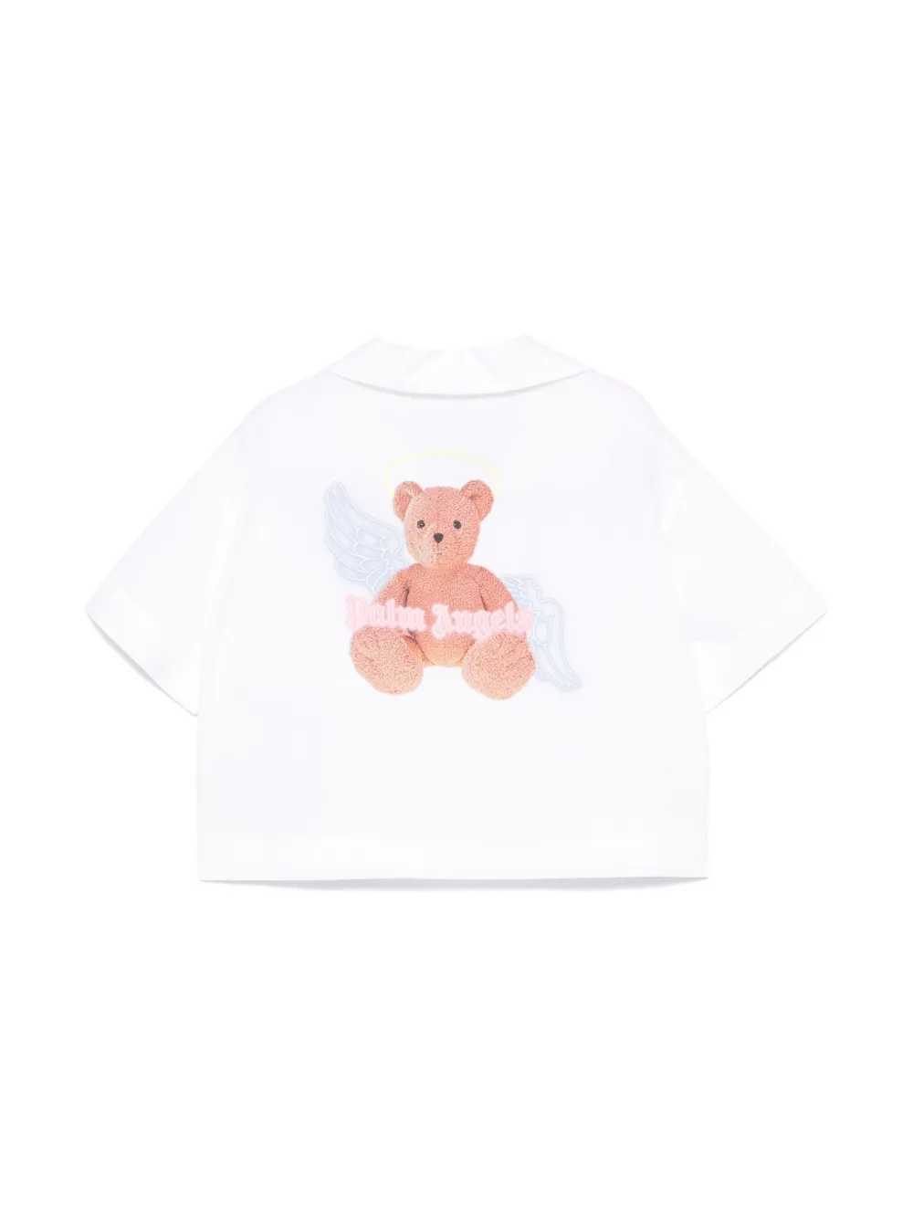 Palm Angels Kids Cropped shirt met beerprint - Wit