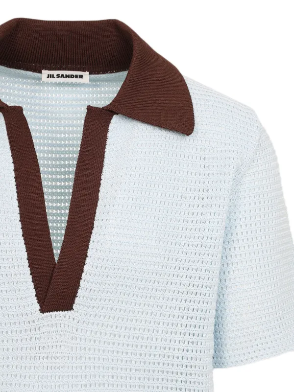 【JIL SANDER】Vネック 半袖 ポロシャツ 関税送料込 Jil Sander Vネック ポロシャツ | ブルー | FARFETCH JP