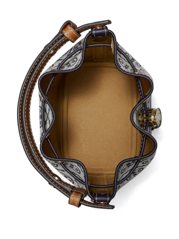 Tory Burch Mini T Monogram Bucket Bag | Blue | FARFETCH PL