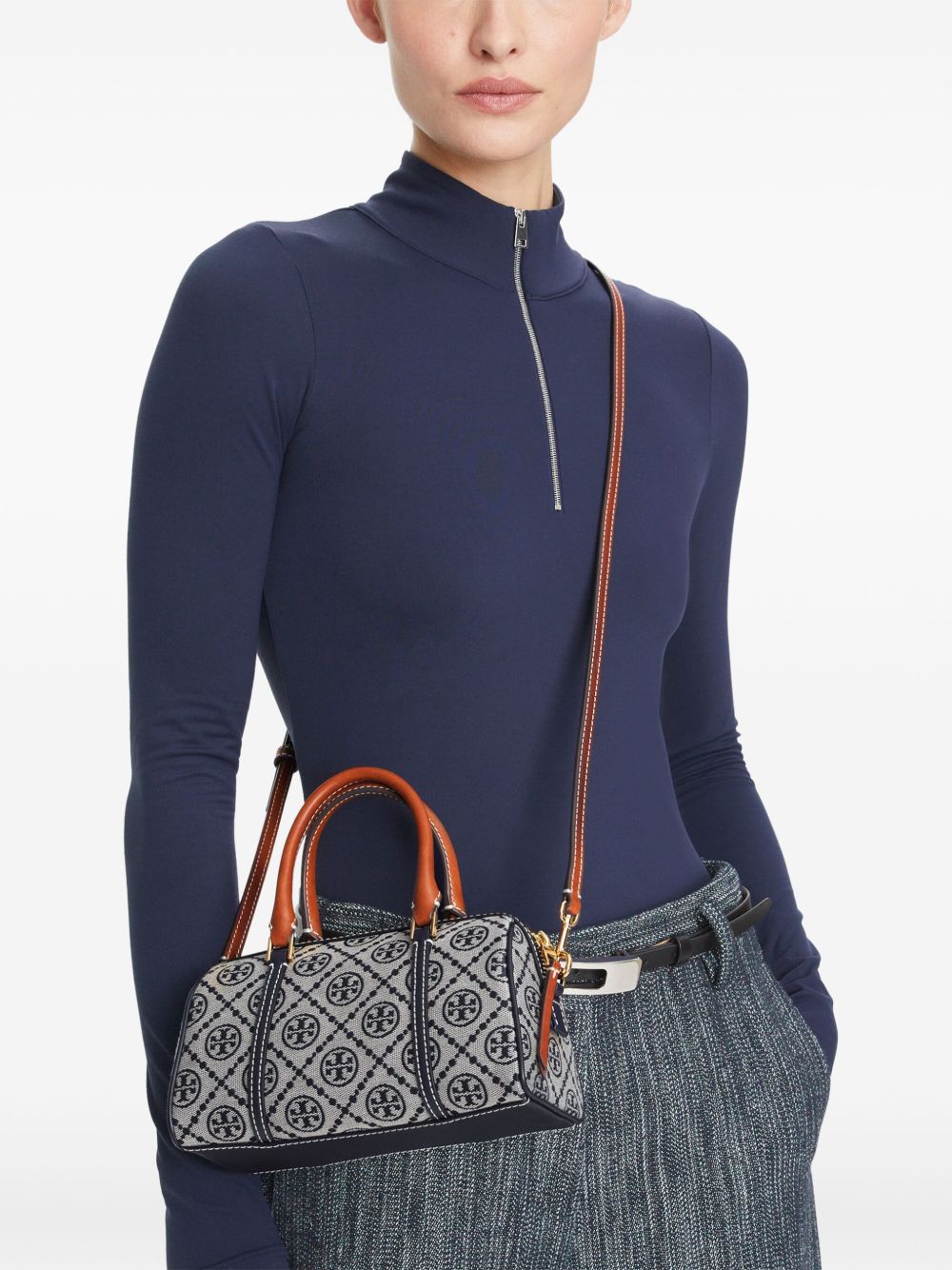 Tory Burch Kleine T Monogram Barrel tas - Grijs