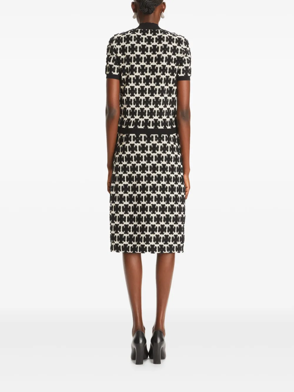 Tory Burch T-shirt met T-monogram en gedrapeerde hals Zwart