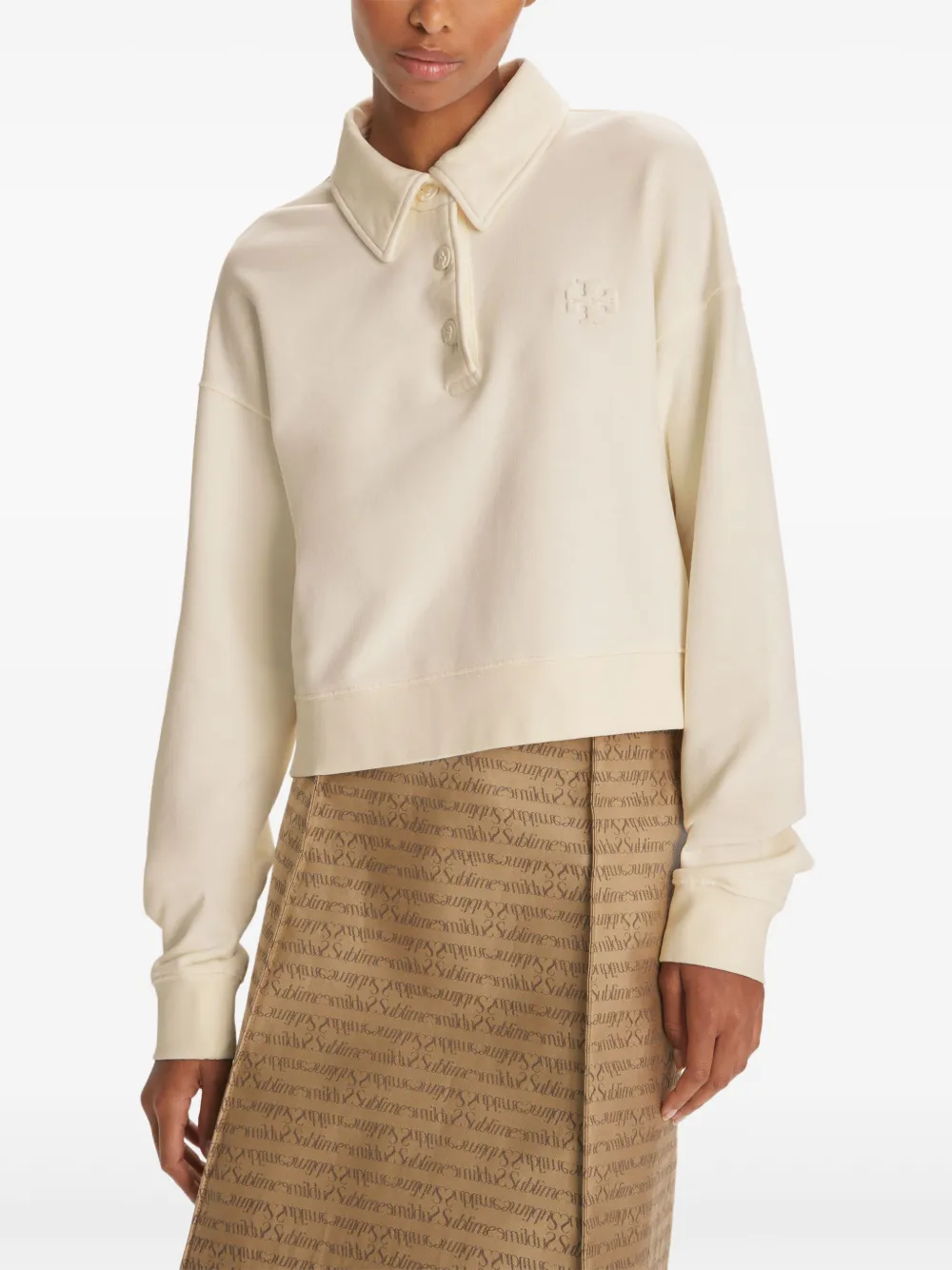 Tory Burch Poloshirt met dubbele T-applicatie Beige