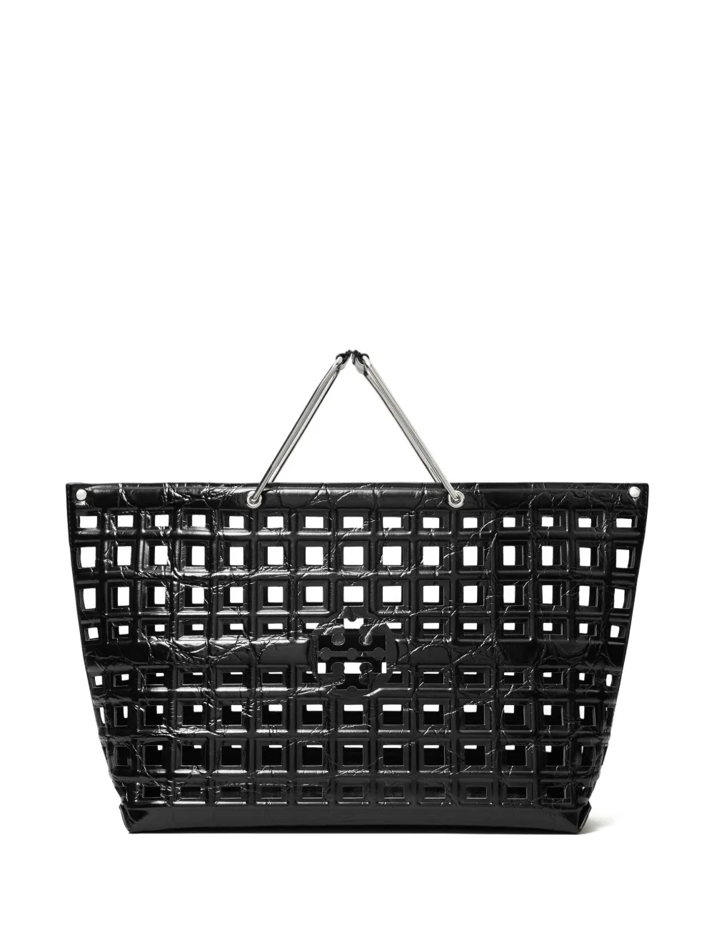 Tory Burch Ella クロコパターン ハンドバッグ - ブラック Tory Burch Ella クロコパターン ハンドバッグ - ブラック