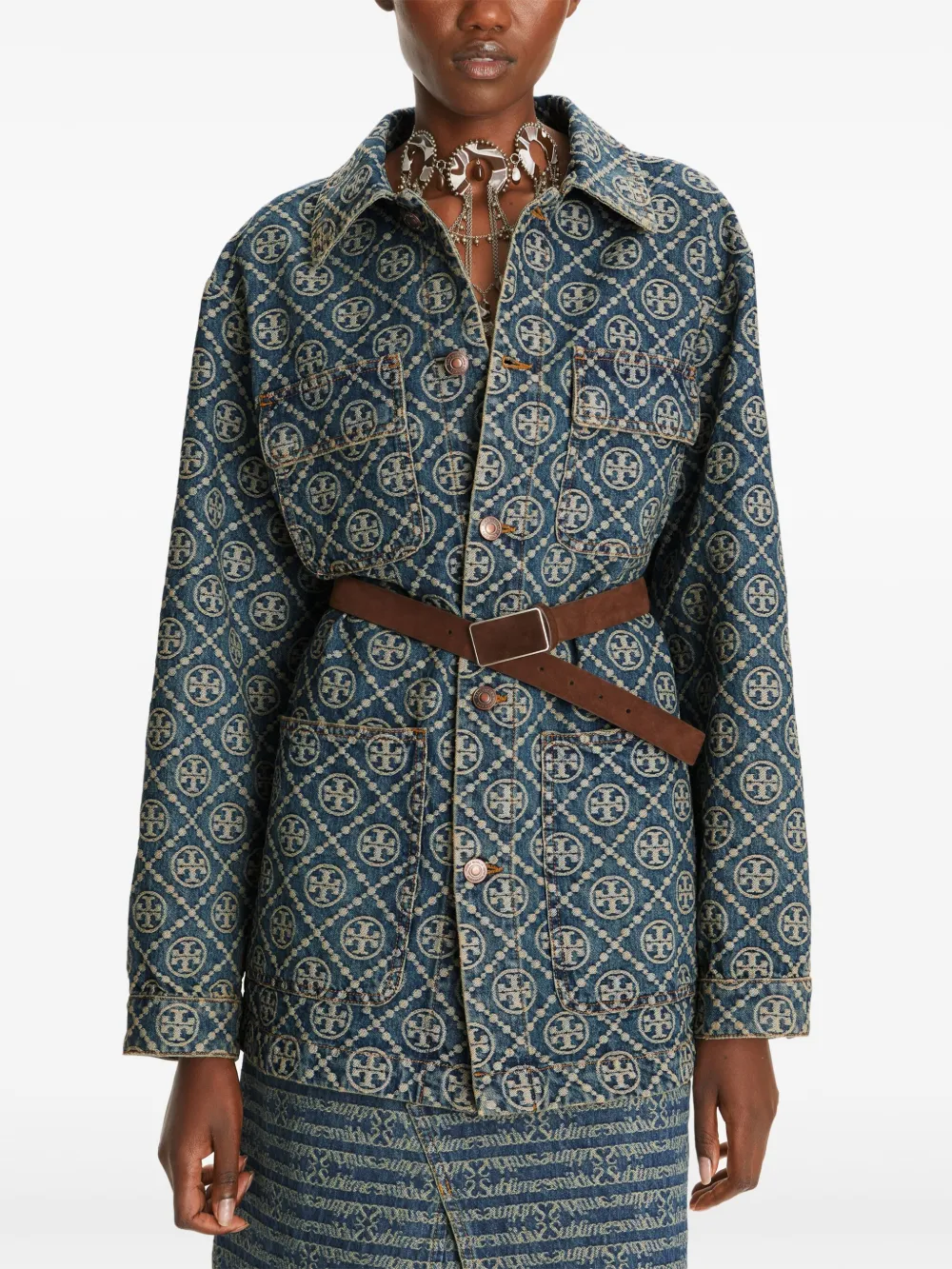 Tory Burch Denim cargo jack Blauw