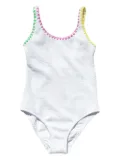 Nessi Byrd Kids contrast-stitch swimsuit - White