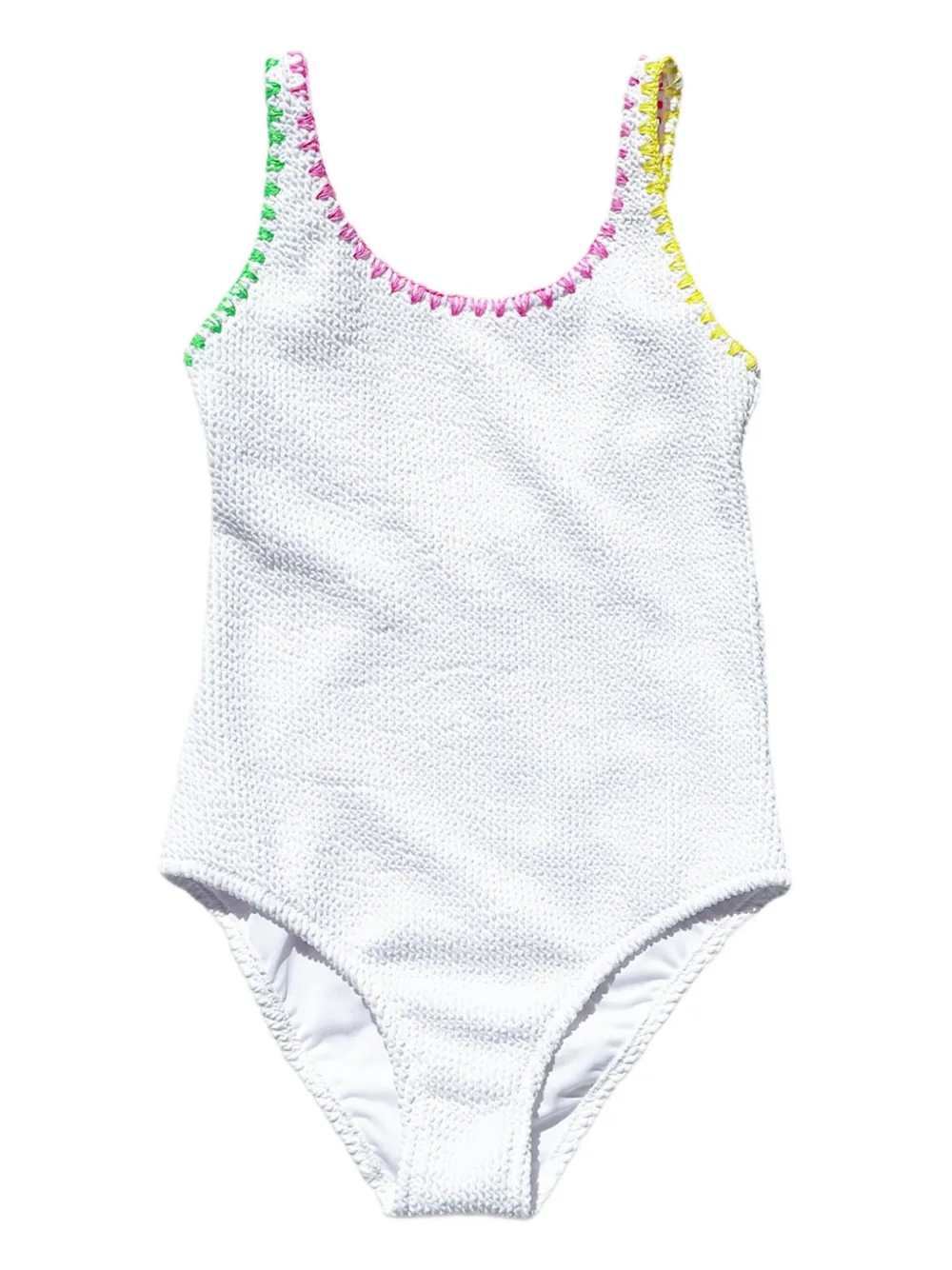 Nessi Byrd Kids contrast-stitch swimsuit - Wit
