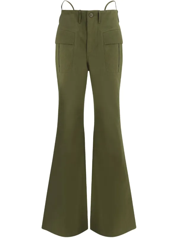 R13 Flared Trousers in Green