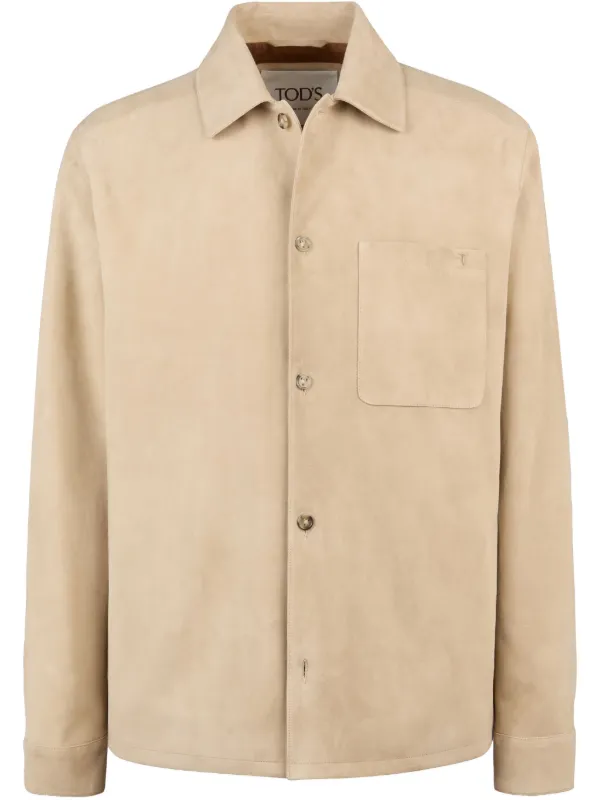 Tod's Shirt Jacket in Pashmy Suede in Neutrals