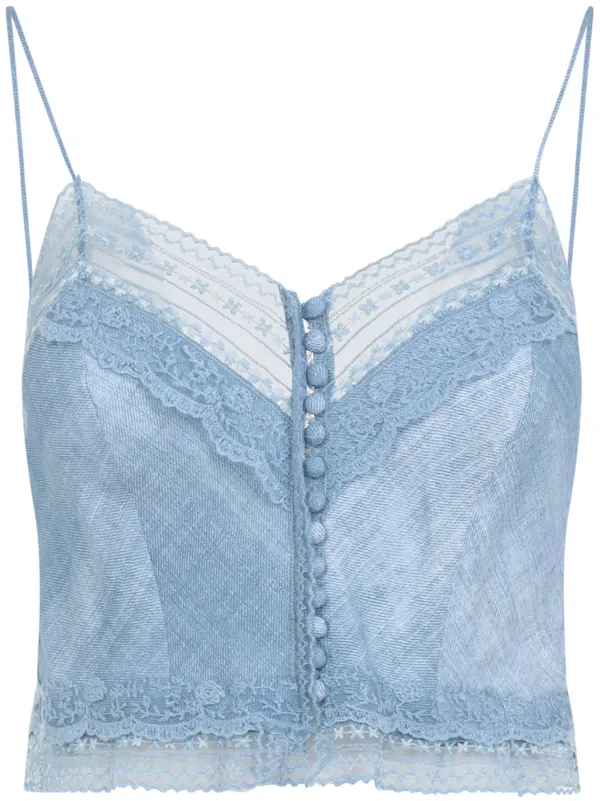 Ermanno Scervino イタリア 薄手 豪華レース 紫味のブルー