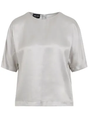 【SALE!!】GIORGIOARMANI シルク 半袖トップスTシャツトリミング undefined