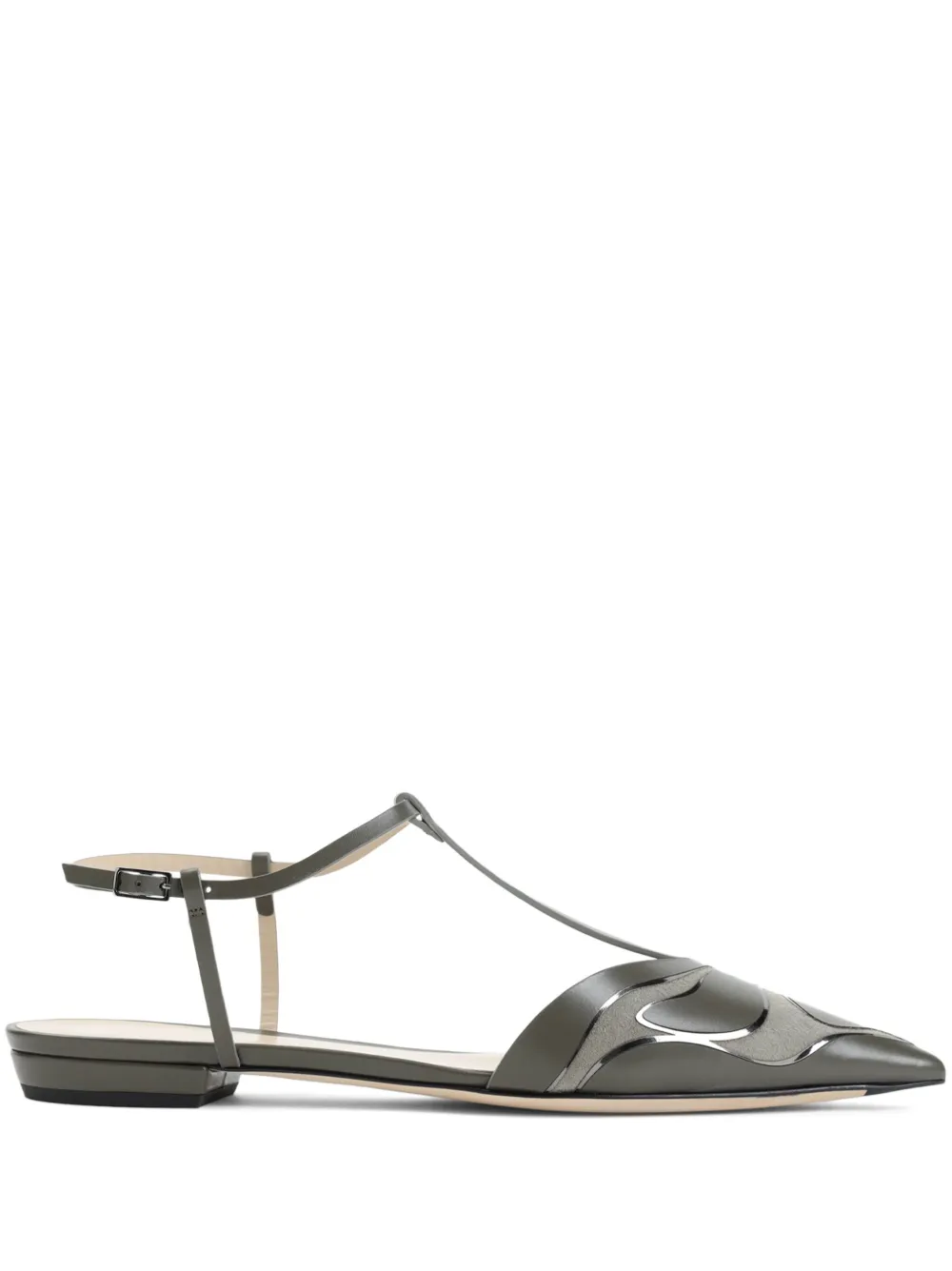 Giorgio Armani Leren ballerina's Groen