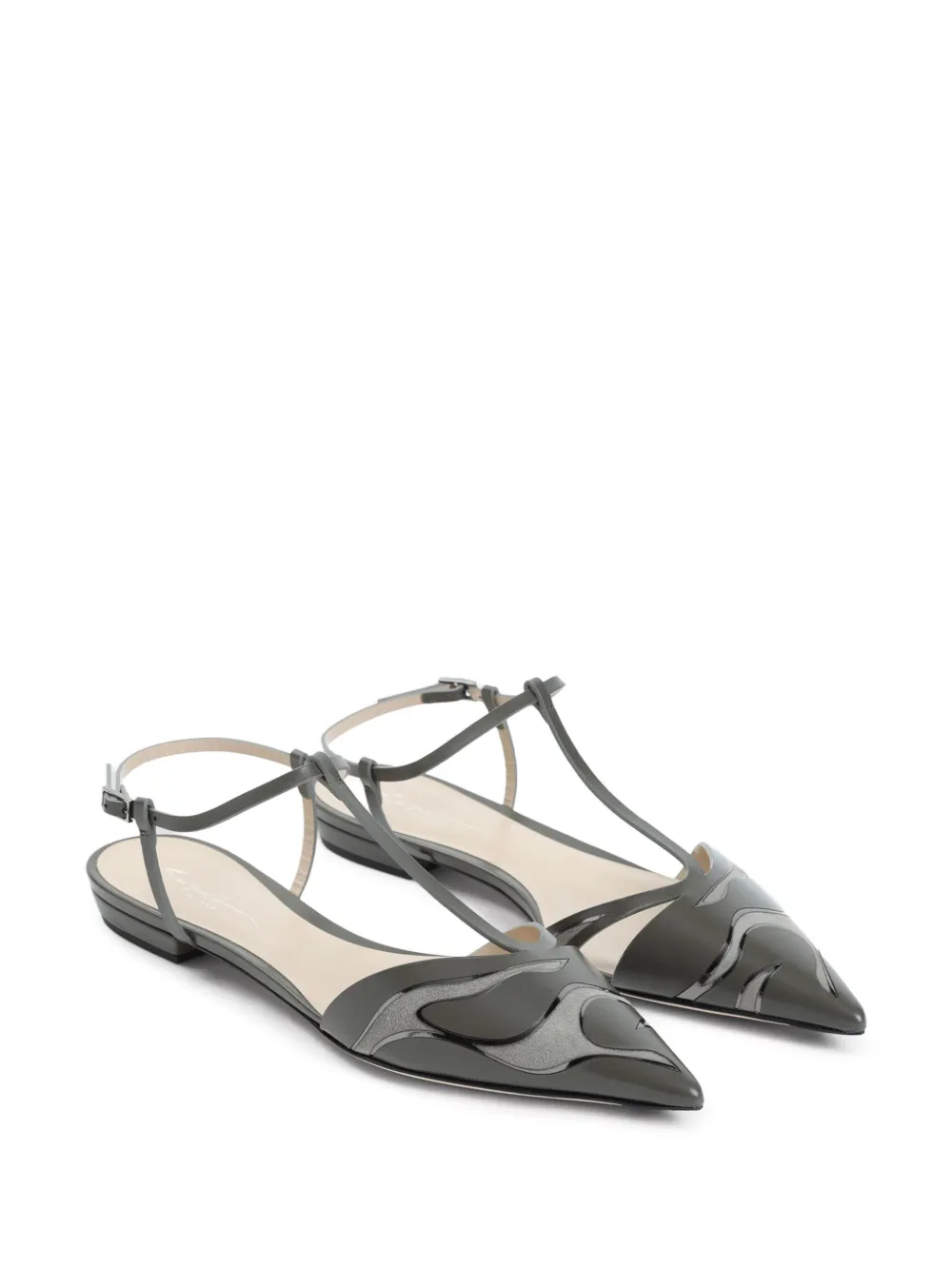 Giorgio Armani leather ballerina shoes - Groen