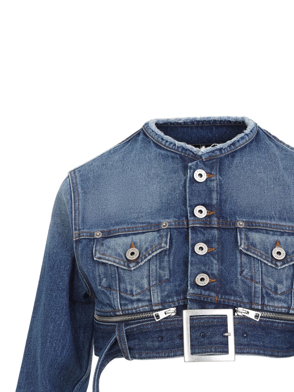 Jean Paul Gaultier Cropped denim jack Blauw