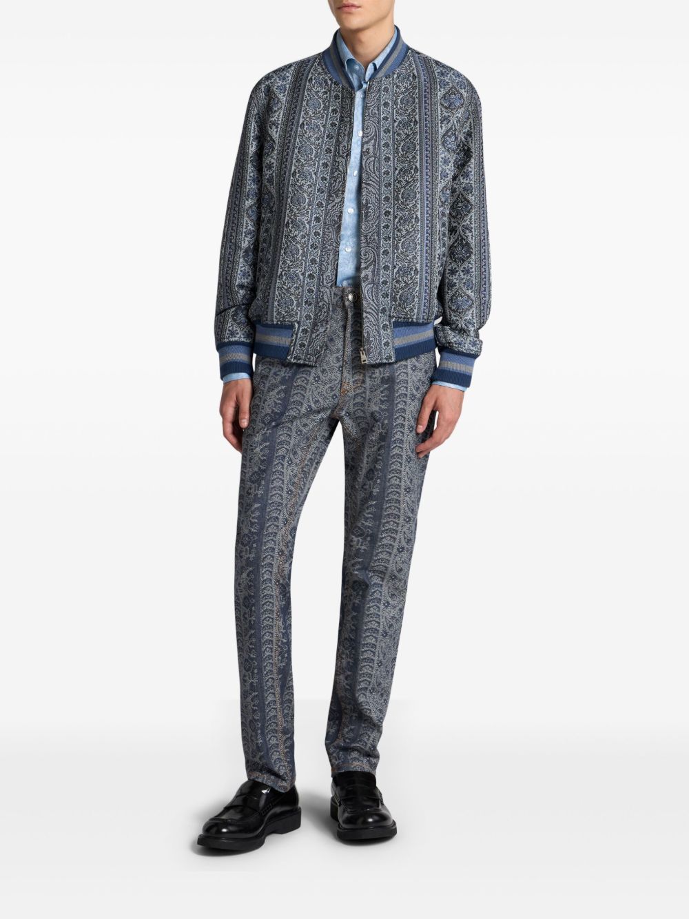 ETRO Bomberjack met bloemjacquard - Blauw