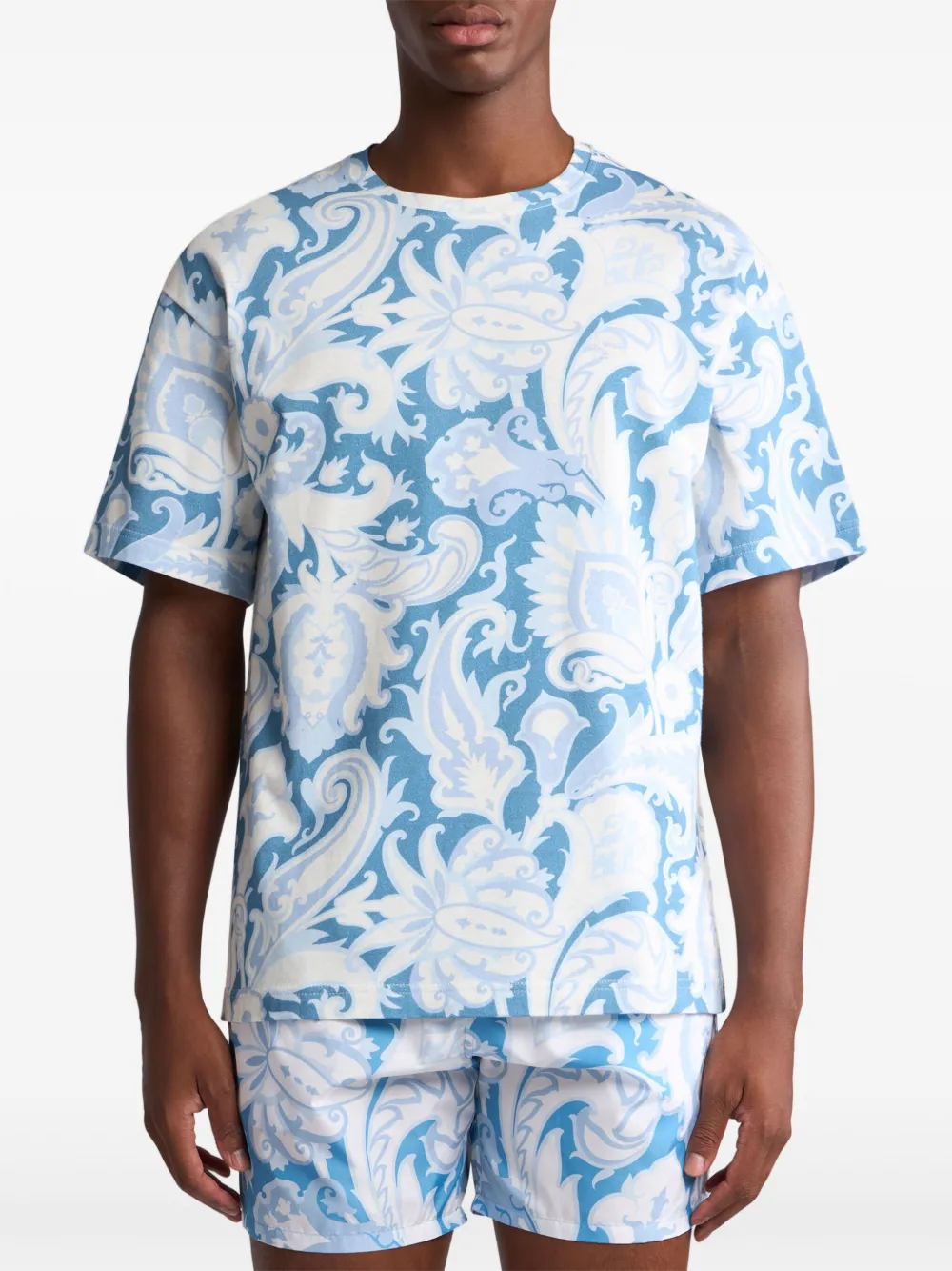 ETRO T-shirt met bloemenprint Blauw