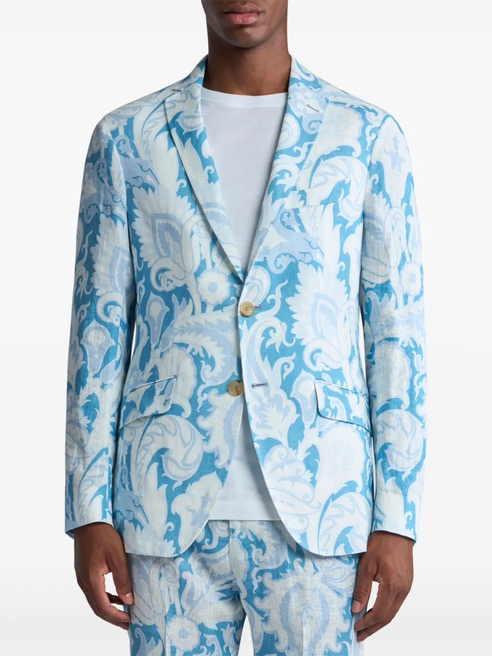 ETRO Blazer met bloemenjacquard Blauw