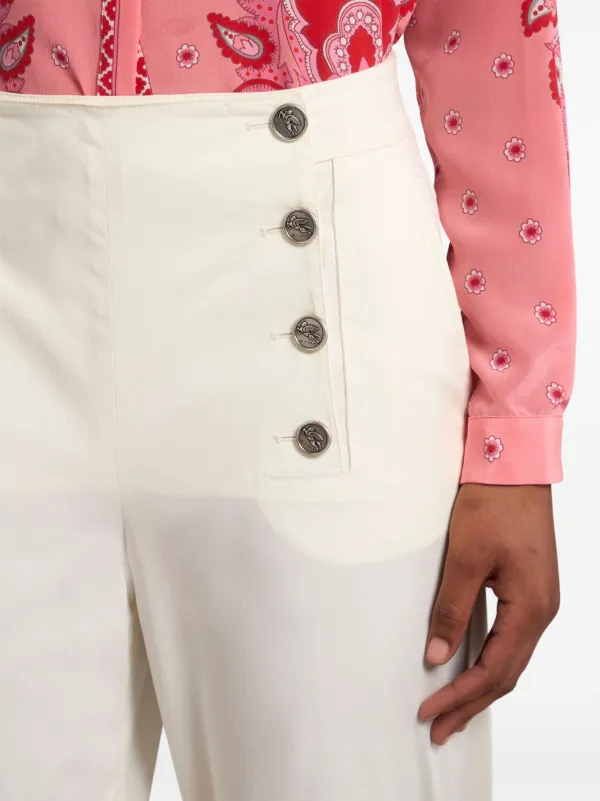 【関税込み】ETRO PALAZZO PANTS ETRO Buttoned Palazzo Pants | White | FARFETCH BH