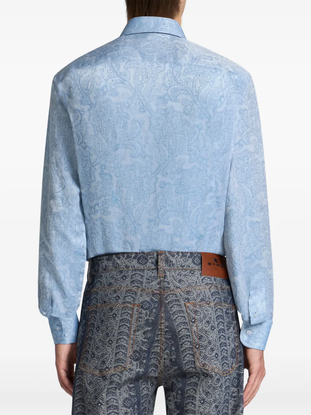 ETRO Overhemd met bloemen-jacquard Blauw
