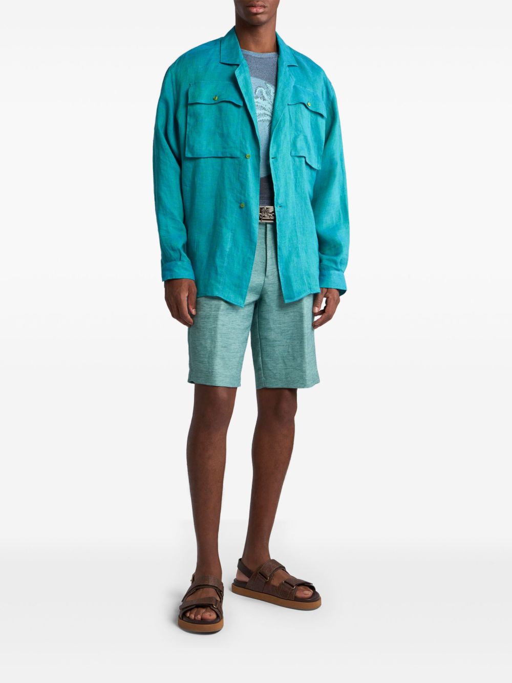 ETRO Linnen shorts - Groen