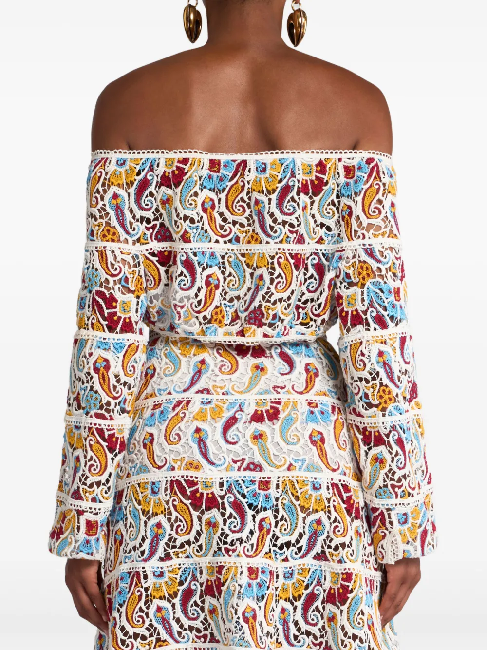 ETRO Macramé top met paisley-print Wit