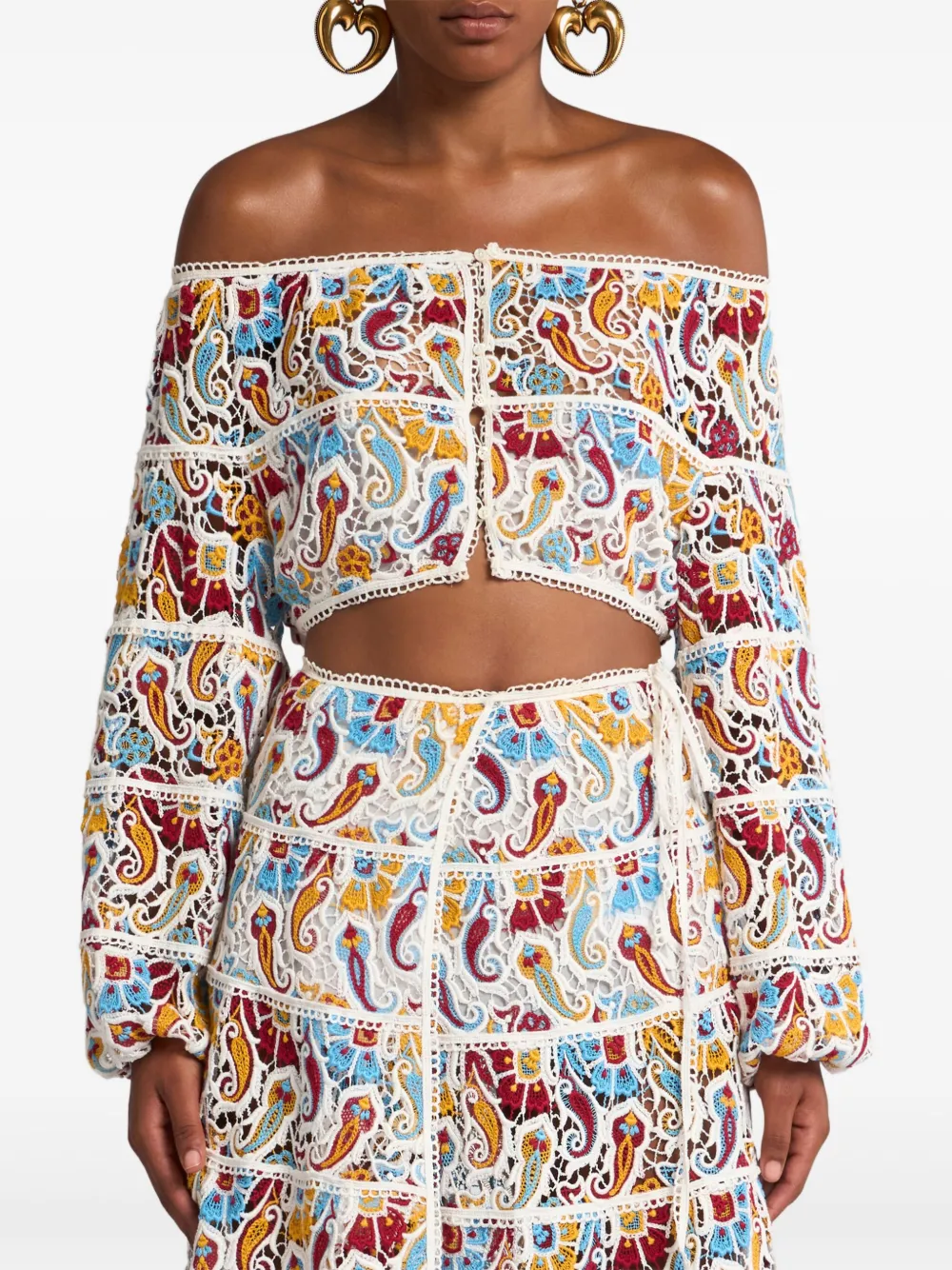 ETRO Macramé top met paisley-print Wit