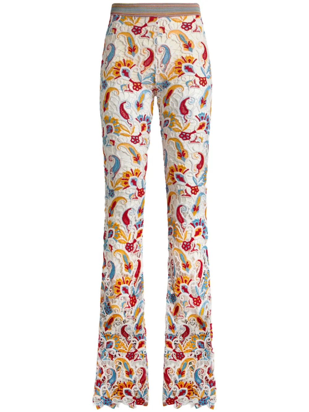 ETRO Flared broek met paisley-macramé Wit