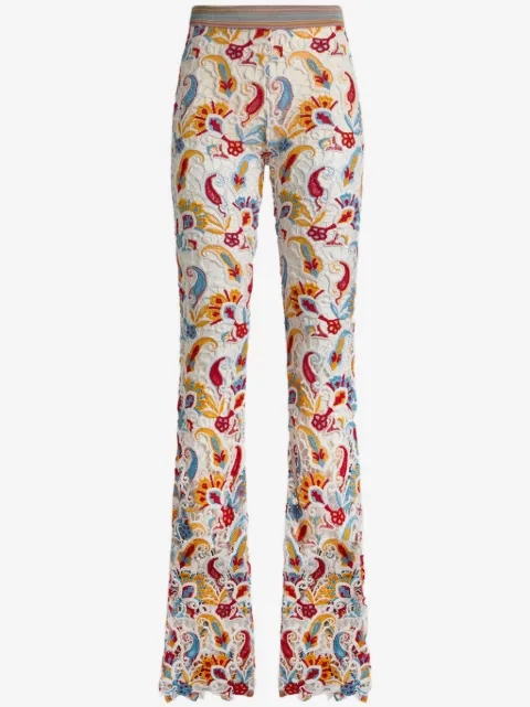 ETRO paisley-macramé flared trousers