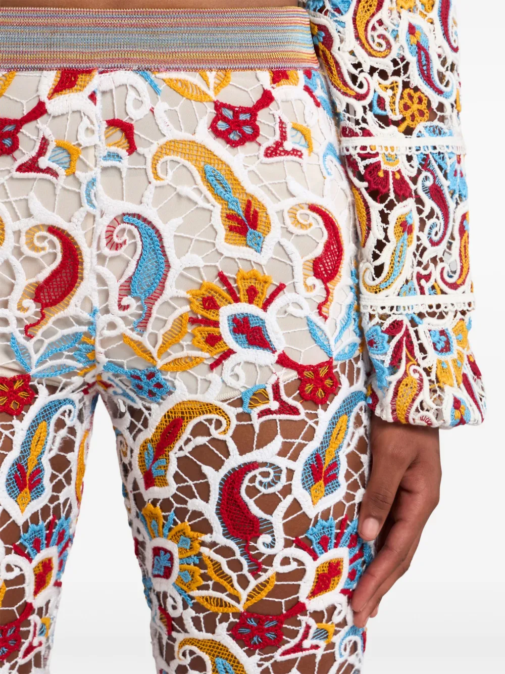 ETRO Flared broek met paisley-macramé Wit