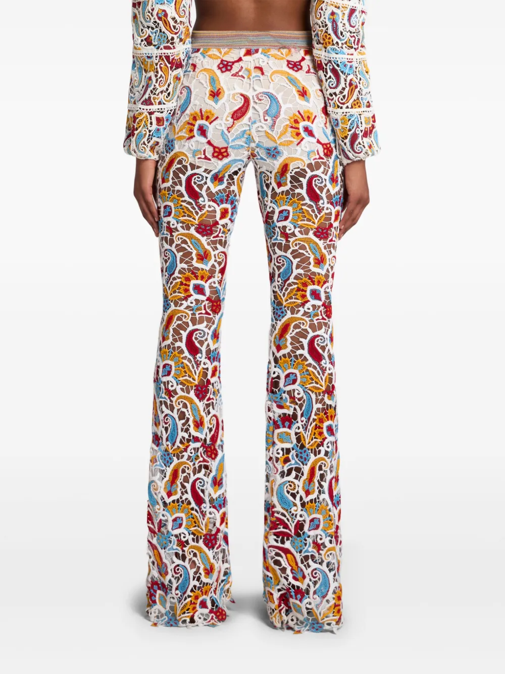 ETRO Flared broek met paisley-macramé Wit