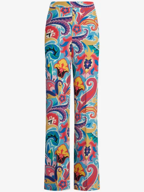 ETRO pantalones palazzo de seda con estampado floral